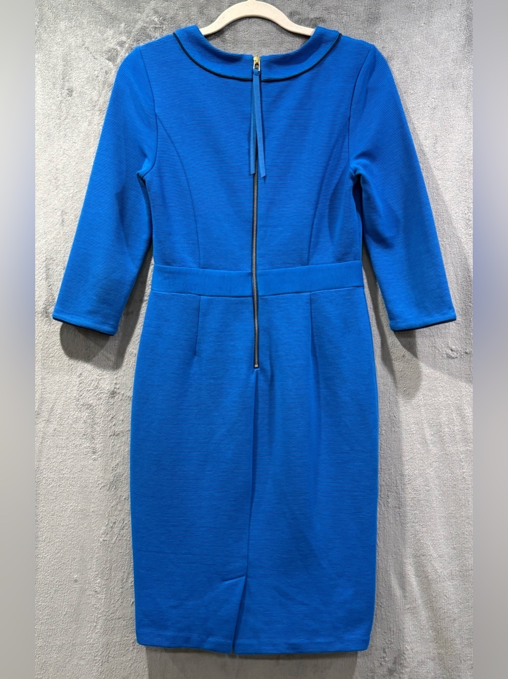 Boden Mia Ottoman Ribbed Blue Shift Dress Size 6R 3/4 Sleeve Pockets EUC - Picture 6 of 11